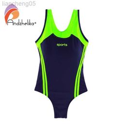 Andzhelika Colorblock maillot de bain une pièce maillot de bain filles lettre Sport body 2022 nouveau maillot de bain enfant enfant plage Monokini W0310