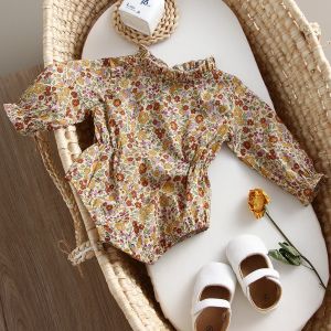 Één-stuks babymeisje rompelt Romper jumpsuits met lange mouwen zomer Onepiece nieuwe mode 100% biologische katoen pasgeboren babymeisje kleren 024m