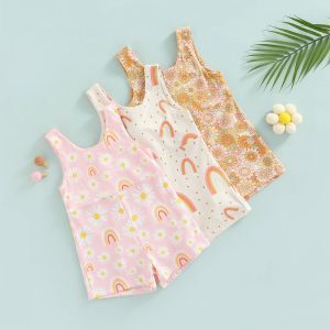 One-Pieces Baby Girls Vêtements Summer Floral Rainbow Jumps pour nouveau-nés Nouveaux arrivants bébé Vêtements de mode Girl Kids Mompers