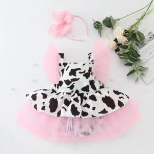 One-Pieces Baby Girls Rober Robe Infant Cow Imprimé en tulle Vêtements NOUVELLES NOUVELLES SEMBRES DES MANDES
