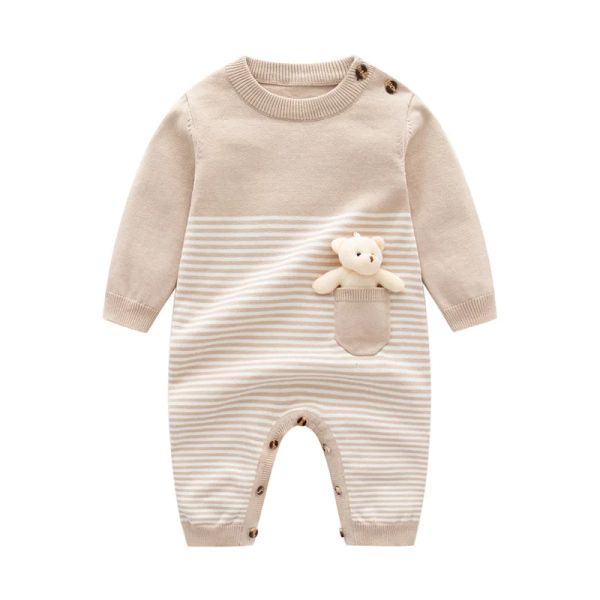 One-pièces Baby Rompers Automn Camel Longneve Longneve Barber Boys Girls Tricoters Pulls Jumps Curchs Winter Toddler Infant Tenues One Piece Wear