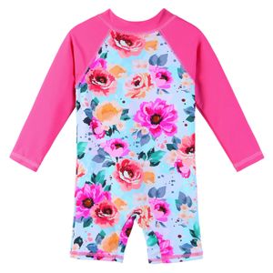 Une pièce BAOHULU Maillot de bain pour filles en bas âge Maillot de bain imprimé floral Maillot de bain une pièce à manches longues avec pantalon Vêtements de plage pour enfants