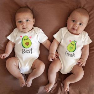Één-stuks beste vrienden avocado cartoon tweeling babyjongens meisjes kleren schattig romper mode Harajuku katoen pasgeboren onesies ropa de bebe