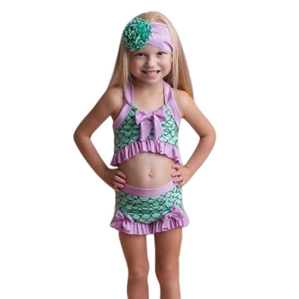 Traje de baño Bikini de una pieza para niñas de 1 a 6 años, conjunto de trajes de baño con lazo estampado para niños y bebés