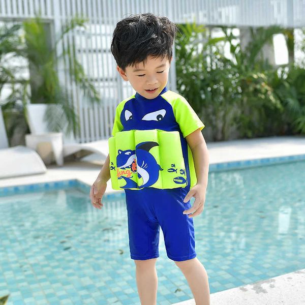 Maillot de bain une pièce pour enfants, maillot de bain à fermeture éclair pour garçon, flotteur, flottabilité, maillot de bain détachable, protection, leçon d'apprentissage en toute sécurité