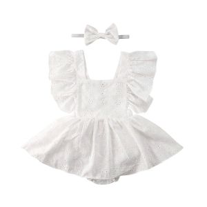 One-pièces Citgeett Summer Toddler bébé fille Ruffle Lace Rober White Robe Floral Bodys Tentifit Party tutu jupes