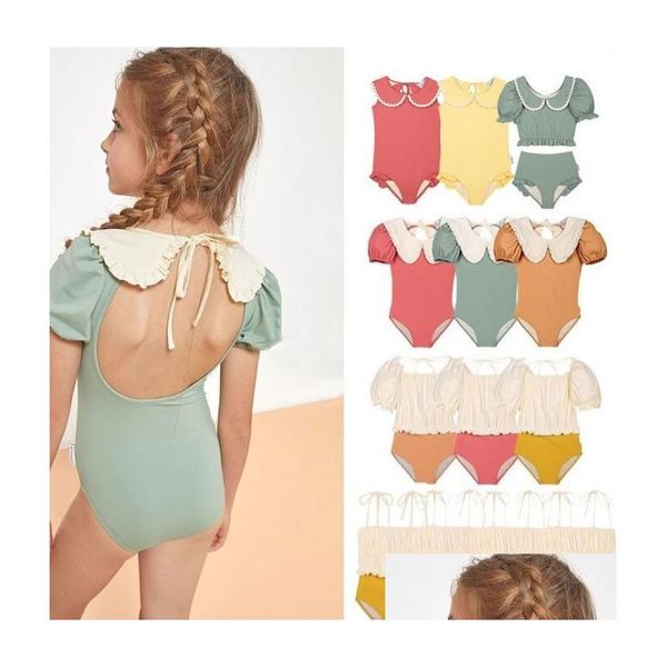 Maignement mignon de maillot de bain bébé 2024 en dentelle de mode de maillot de bain une pièce pour les filles Dry Backless Knwaies de maillot de mail