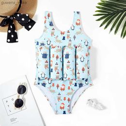 Één-stuks schattige cartoon meisjes zwempak zomer een stuk badkleding babymeisjes zwemvest 2-7 jaar kinderen dobber-zwempak drijfvermogen y240412y240417ki3f