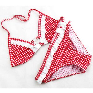 Maillot de bain une pièce mignon à carreaux nouvel été enfants fendu maillot de bain deux pièces filles Bikini filles beau Bikini maillots de bain pour enfants