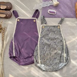 Één-stuks herten Jonmi Koreaanse stijl 2022 Autumn Toddlers Kids Corduroy Bodysuits Lace Suspenders Baby Girls Jumpsuits