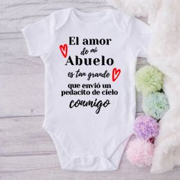 Eén-stuks El Amor de Mi Abuelo Es Tan Grande Baby Bodysuit Spaanse print unisex babykleding pasgeboren Rompers zomerjongen meisje ropa jumpsuit