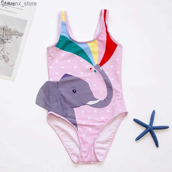 One Pieces Elephant Ear Deco Niños Niñas Trazo de baño para niños Swimsuit Summer Summer Baby Baby Batming Traje de baño Monokini Y240412