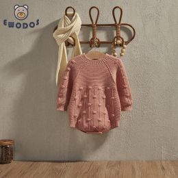 Een-stuks Ewodos Toddler Baby Boys Girls Winter Sweater Bodysuits gebreide baby jumpsuit met lange mouwen voor pasgeboren baby baby schattige kleren