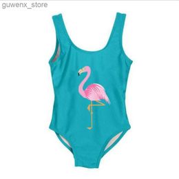 Één-stuks funfeliz flamingo zwempak voor meisjes 2-8 jaar één stuk meisjes badmode schattige kinderen zwempak kinderen badpakken y240412y24041754gp