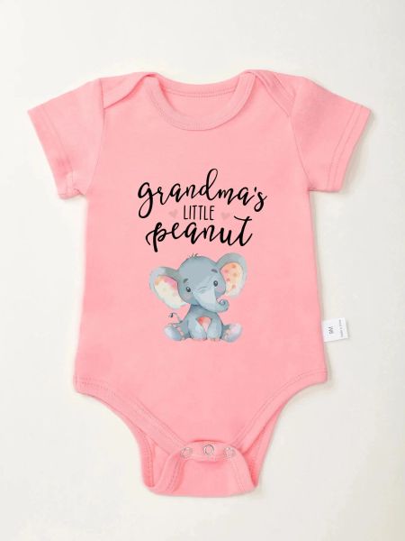 One-pièces de grand-mère Petite arachide mignonne bébé nouveau-né vêtements dessin animé Elephant Cotton Beaucoup de grenouillères roses pendant 0 à 24 mois