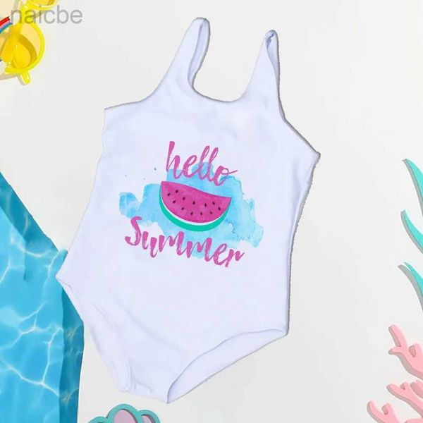 Bonjour été bébé fille une pièce maillot de bain pour 2-7 ans été enfant en bas âge maillots de bain mignon Bikini maillots de bain plage vêtements de fête 24327