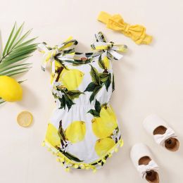 Body au citron floral Hibobi 2 pièces avec bandeau pour bébé