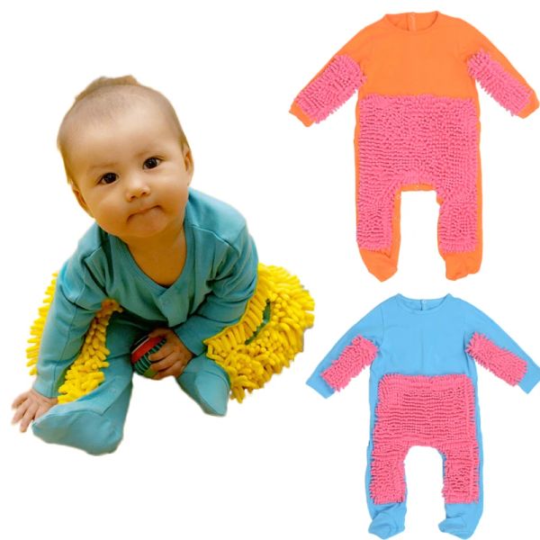 One-Pieces Hot Baby Mop Raiper tenue Unisexe Boy Girl Polishes Floors Nettoyage Mop Suit Autumn Kids Kids Crawls Toddler Swob Jumps