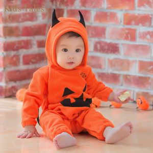 One-pièces Iinfant bébé garçons filles Halloween Costume Sweat à capuche Automne Hiver Pumpkin chauve-chauve