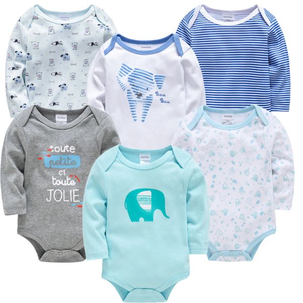 One-pièces kavkas bébé garçons filles bodys 6 pcs 3 pcs manches longues 100% coton vêtements bébé 012 mois dans le corps nouveau-né bebe vêtements de combinaison