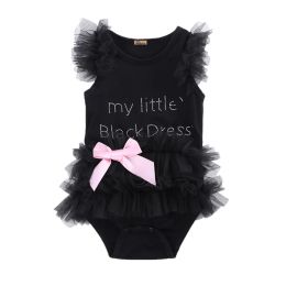 One-pièces pour enfants nouveau-nés de bébé Baby Girls Broidered Little Black Robe Fashion Letter Romper Jumps Suit