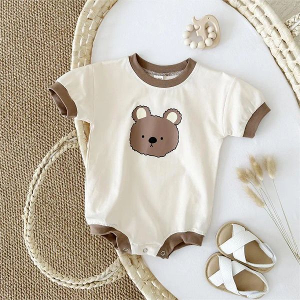 One-pièces Korea 2024 Été nouveau-né bébé fille garçons lapin t-shirt occasionnel Bodys combinant bodys combinaison