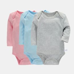 Één-stuks Lawadka 3Pieces/Lot Bodysuit voor pasgeborenen katoen met lange mouwen babymeisjes jongens jumpsuit zachte solide baby's ravik 324 maanden