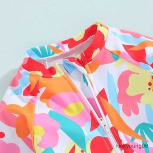 One-pièces à manches longues enfants Baby Girls Swimwear Beach Wear pour tout-petit maillot de bain mignon à imprimé floral