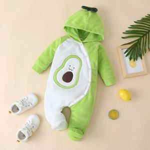 Pièces à une seule pièce Avocado Baby Girl Patchwork Single Breasted Long Goeve Cabinage Baby Baber Baby Boy Boy Clothes Hiver 018m