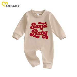 One-Pieces Mababy 018m Kerstmis Pasgeboren baby Baby Boy Girl Jumpsuit Letter Romper Xmas kostuums met lange mouwen kleding