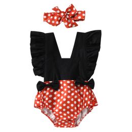 One-Pieces Mababy 024m Princess PRINSESS NEEMBOBEL BABY MEISJES ROMPER BOW DOT JUMPSUTEN overalls Summer Toddler Girls Kleding Costuems D35