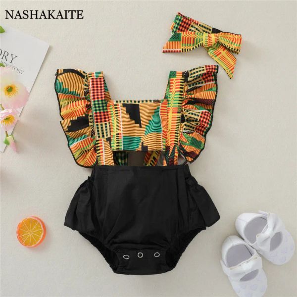 One-Pieces Nashakaite Baby Girl Rompers Geometry Imprimez des filles d'été nouveau-nés Bodys de style bohème