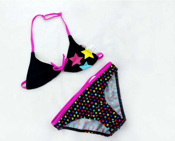 Traje de baño de una pieza para niñas, traje de baño de dos piezas dividido, bonito patrón de estrella, traje de baño dividido para chicas en bikini, venta al por mayor