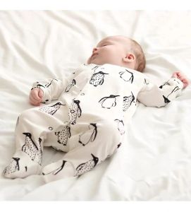 One-pièces nouveau-nés Baby Boy Rompères à manches longues Penguin Imprimé mignon bébé garçon fille vêtements de saut en combinaison