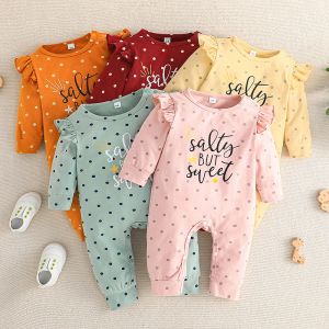 Eén-stuks pasgeboren babykleding 0 tot 12 maanden Fashion schattige onesies voor babymeisje Koreaanse stijl lange mouw baby romper peuter jumpsuit