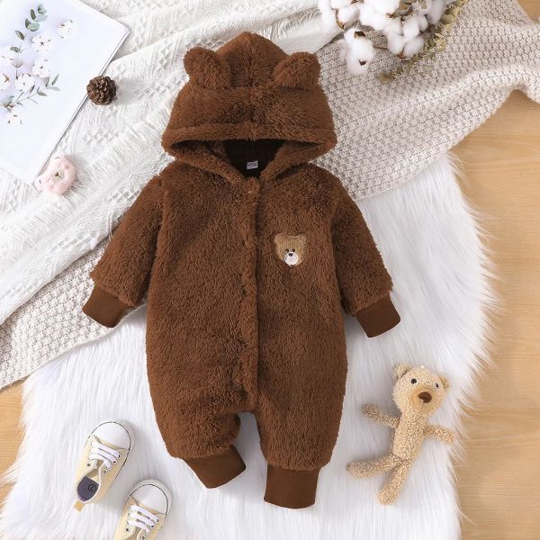 Vêtements de bébé nouveau-né 1 à 18 mois dessin animé mignon ours grenouillères pour bébé fille sweat à capuche à manches longues