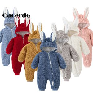 Eén-stuks pasgeboren babykleding Winter Unisex Kerstmis Rompers Dikke warme baby jumpsuit Parkas voor babymeisjes jongen romper snowsuit 012m