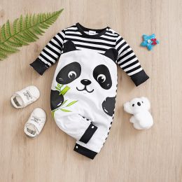 One piezas recién nacidas para bebés algodón comodidad de manga larga unisex trajes de bebé de caricatura tridimensional panda forma bebe