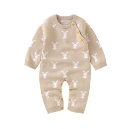 One-pièces nouveau-né Baby Rompers Spring Pâques Rabbit tricot Infant Boys Girls Cotton Jumps Curchs Plays Cuit à manches longues Toddler Sauthie