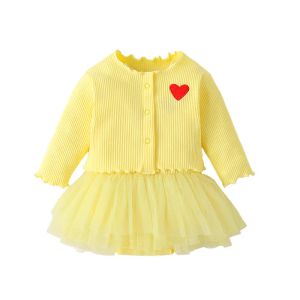 One-Pieces NOUVEAU-né les vêtements de princesse Robe Suit bébé fille tulle tutu tutu avec manteau en tricot