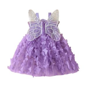 Eén-stuks pasgeboren peuterbabymeisje Romper-jurk Outfit Mouwloze vlinder TuLle romper jumpsuits tutu jurk zomerkleding 024m