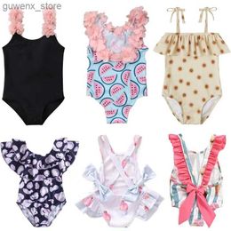 Één-stuks één stuk zwempak Baby Girl Flower Bikini Beach Holiday Swimsuit Childrens Swimsuit 1 2 3 4 5 jaar zwempak Y240412
