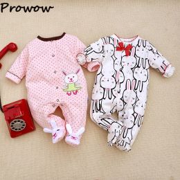 One-pièces Prowow 012M Bébé filles vêtements rose lapin de lapin pyjamas pour les nourrissons à manches longues.
