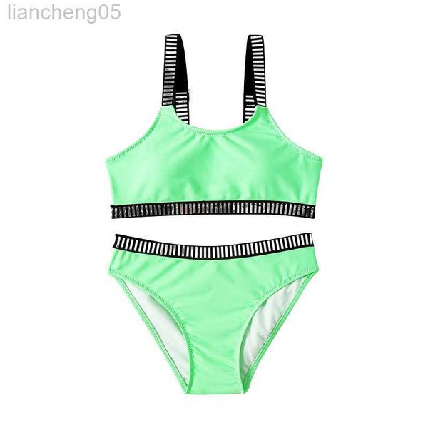 One-Pièces Solid Multi Style Enfant Filles Enfants Bikini Ensemble 2022 Filles Enfants Maillots De Bain Maillot De Bain Été Bébé Enfant Biquini Maillot De Bain W0310