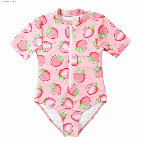 One-pièces Strawberry Youth Girls One Piece Swimsuit 7-12 ans Chambre de maillot de bain Childers à la ferme