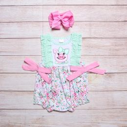 One-Pieces Summer NOUVEAU COTTON ROMPER NOUVEAU STYLE Vêtements de broderie de porcs jolis combinaisons de floral rose pour 03t Girls