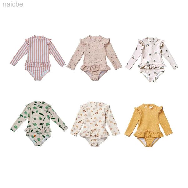 Maillot de bain une pièce pour enfants filles, motif Floral, manches longues, séchage rapide, protection solaire, nouvelle collection été 2023, 24327