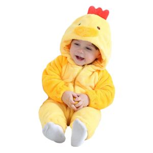 One-pièces Umorden Halloween Pâques Costumes de poussin jaunes Rompères pour bébé garçons filles bébé enfant en tout-petit flanelle de combinaison 03T