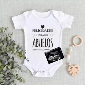 Één-stuks vais a ser abuelos katoen pasgeboren baby bodysuits schattige zomer baby rompers body baby jongens meisjes kleding outfits zwangerschap onthullen