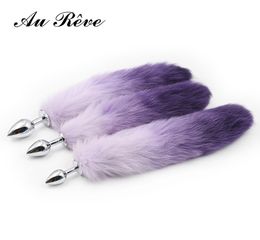 One Purple Faux Fur Fox Tail Butt Plug Metal Anal Plug Juguetes sexuales para adultos Juguetes de cola anal Productos sexuales para mujeres Hombres Pareja AuReve S9243246551
